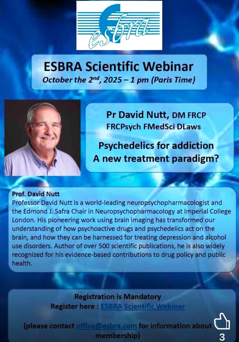 Lire la suite à propos de l’article Webinaire Psychedelics for addiction : a new treatment paradigm ? ESBRA